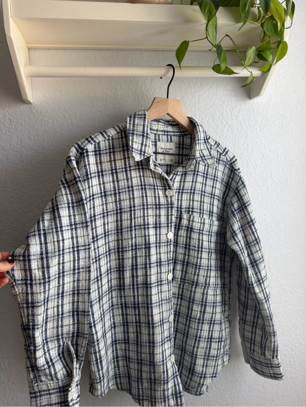 Abercrombie & Fitch Oversized Tweed Plaid Button Down Jacket Shacket Size M